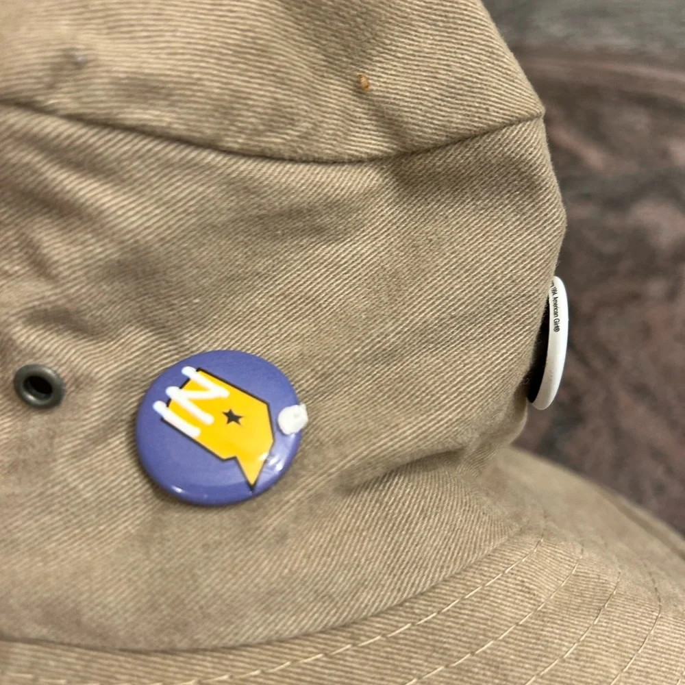 Disney World Authentic Kids Tan Explorer Bucket Hat with Pins